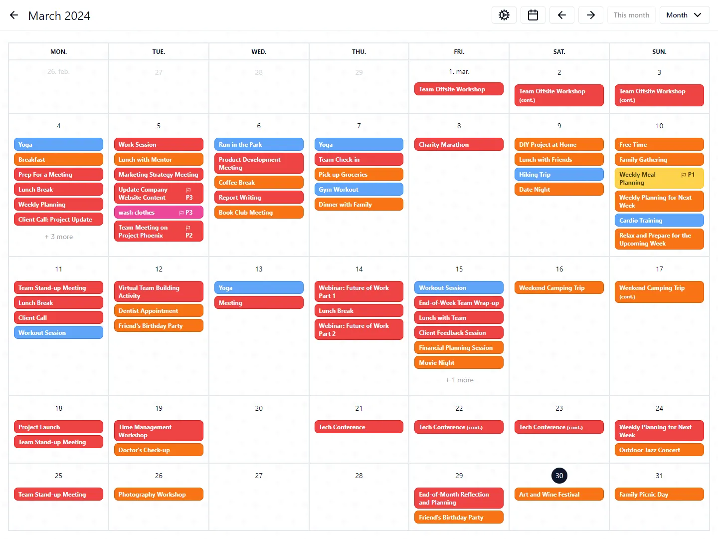 Calendar - Monthly