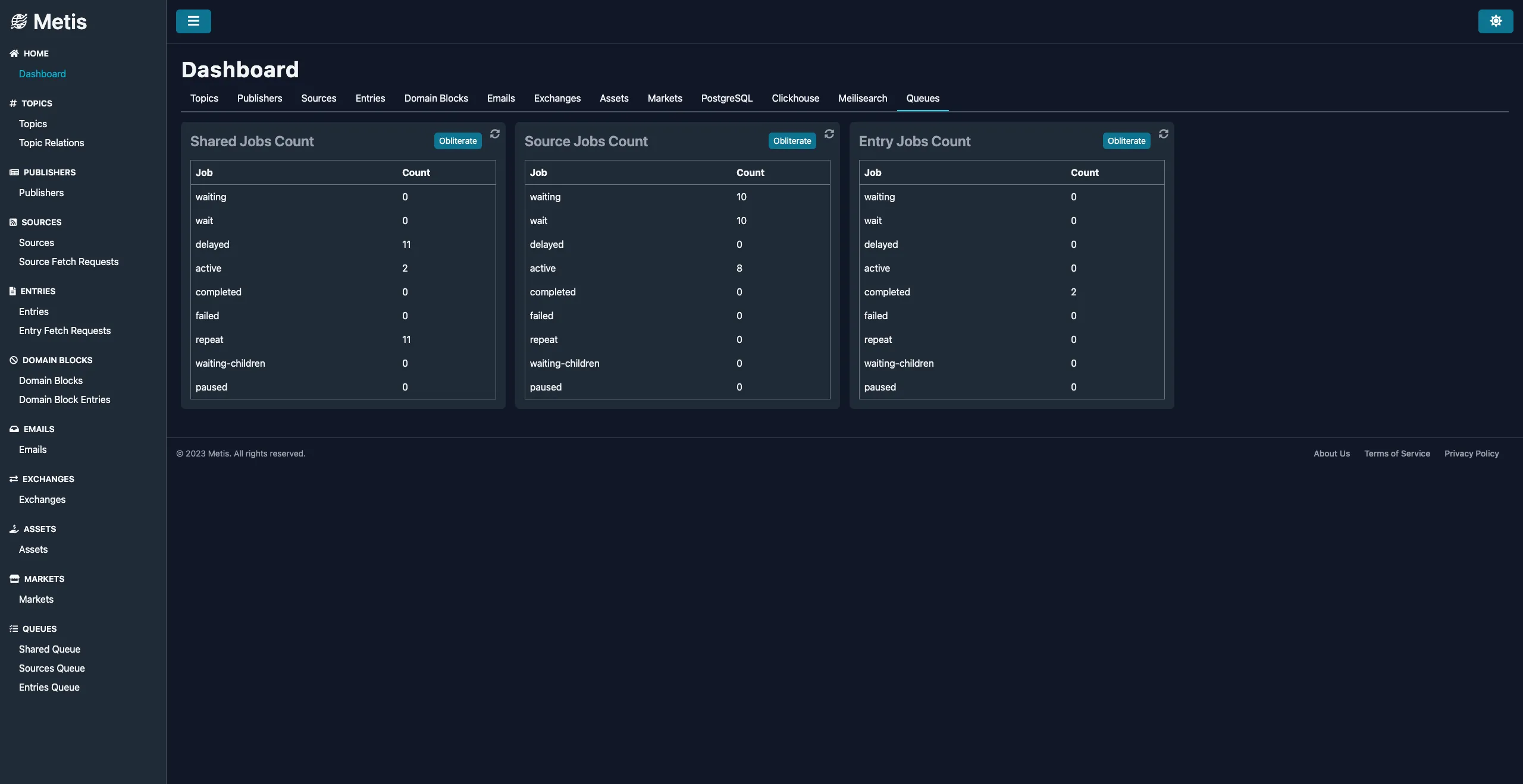 Dashboard - Queues